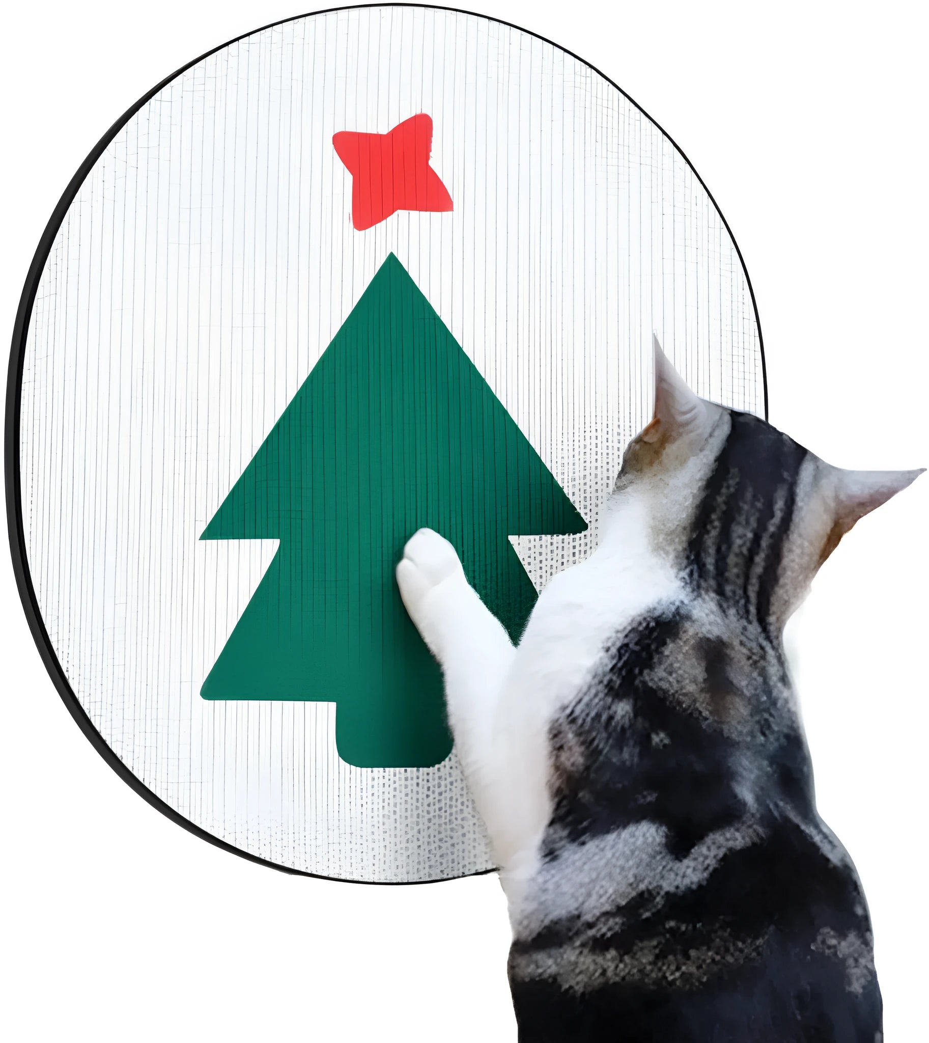 Wall-mounted cat scratch pad with corrugated cardboard surface measuring 35cm by 44cm