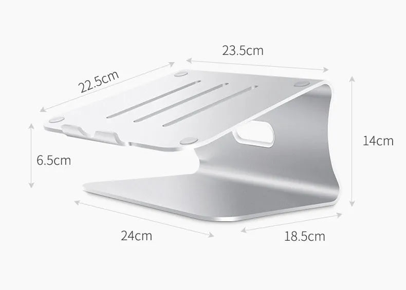 Silver aluminium alloy rotary cooling bracket for laptop on a desk