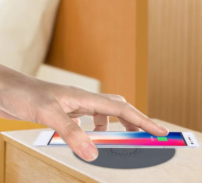Round embedded wireless charging module for desk or bed head installation