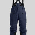 Men's black waterproof ski trousers with a thickened strap on flame-retardant linen fabric.
