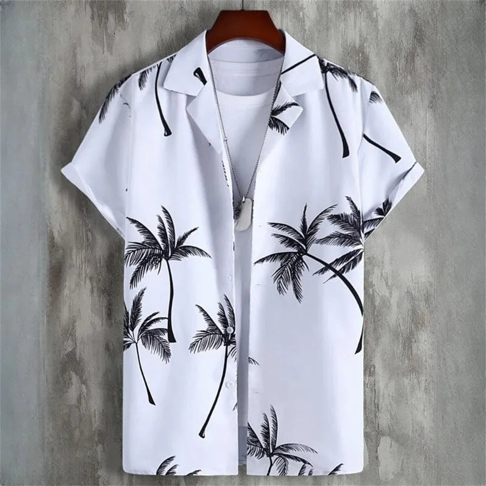 Men's camouflage patterned cardigan shirt with short sleeves and 3D digital printing
