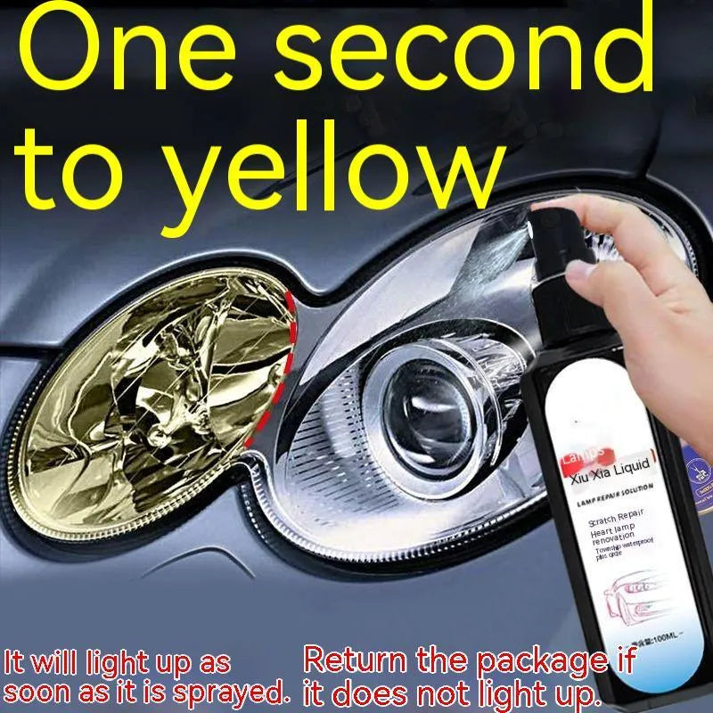 100 ml bottle of car headlight renovation liquid with applicator for plastic lens restoration