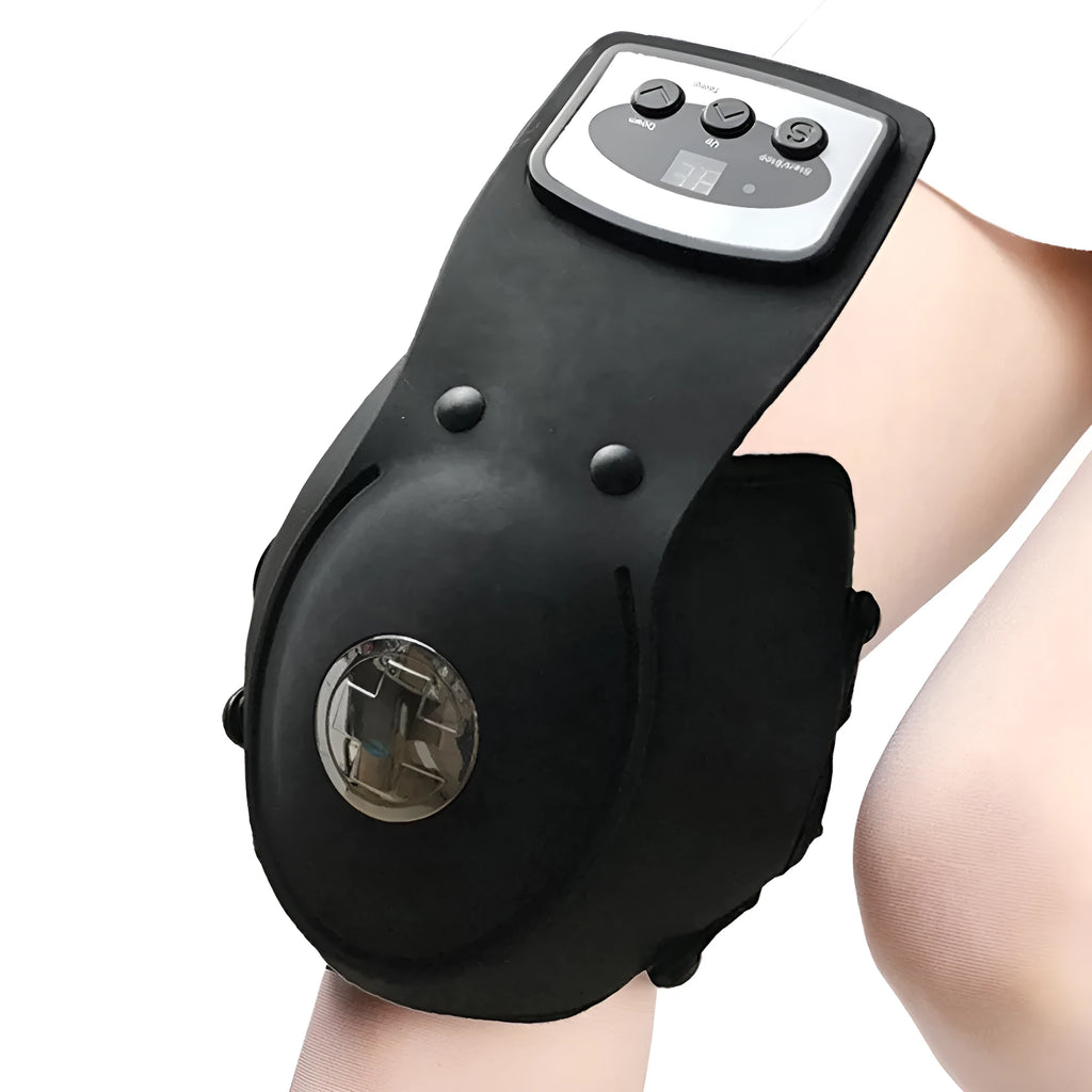 Electric infrared knee and shoulder massager with pads and temperature control display.
