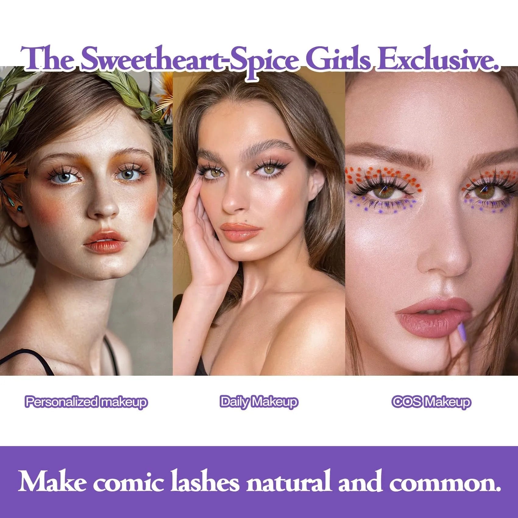 Set of 5 pairs natural wispy false eyelashes in three styles 007 008 009 for manga anime cosplay Korean makeup