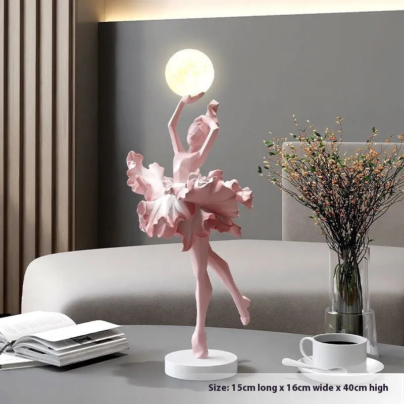 Art girl atmosphere small night lamp in black gold, white, pink, or light blue colour with USB charging.