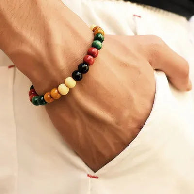 Natural stone beaded bracelet with lava stone beads for essential oils, ethnic style design