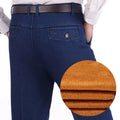 Women's velvet jeans in dark blue high-waist straight-leg cotton stretch fabric