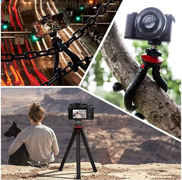 Compatible with Apple octopus portable tripod stand in black with remote 27cm length aluminium rubber core