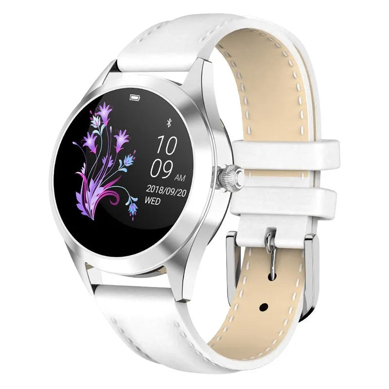 Women's sports smartwatch with heart rate monitoring in black, rose gold, silver or white colours