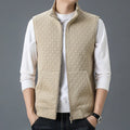 Man's casual sleeveless waistcoat vest in a polyester blend, shown in black.