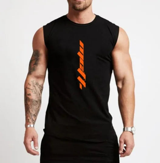 Men's sleeveless cotton tank top in army green, regular fit, moisture-wicking and breathable for gym workouts