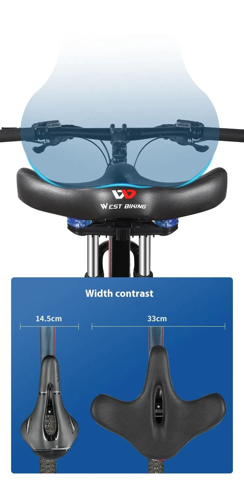 Black leather bicycle saddle cushion with polyurethane foam padding for shock absorption