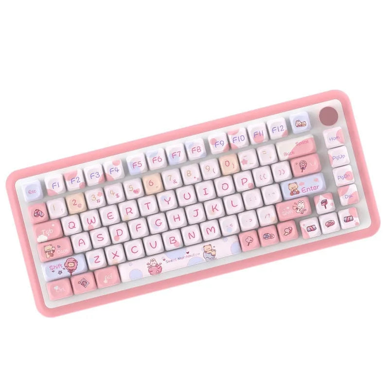 Sweet cotton candy colour mechanical keyboard key cap set showing 112-key and 120-key options