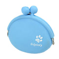 Yellow silicone dog training treat pouch with hook and loop closure on a waistband.