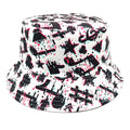 Musical note patterned polyester bucket hat with dome crown for outdoor sun protection