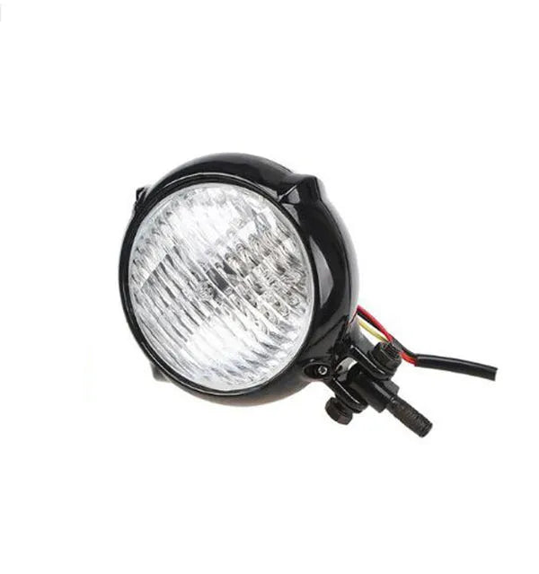 Harley Headlights aluminium halogen headlamps with black electroplated finish and yellow illumination