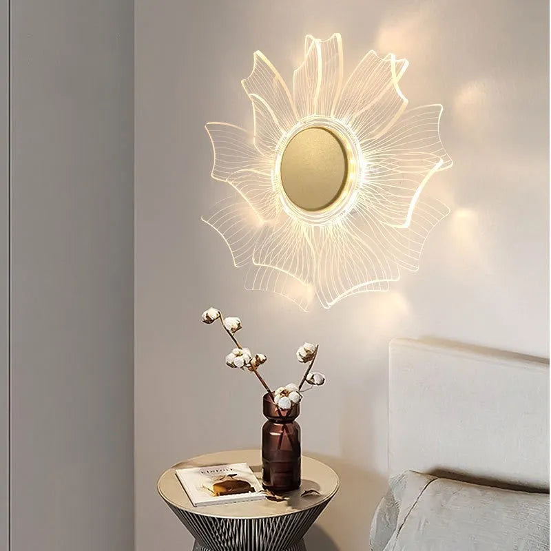 Creative personality petal acrylic LED wall lamp in windmill colour, 175x175mm