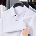 Men's asymmetric lapel collar polo shirt in pure cotton loose fit available in multiple colours