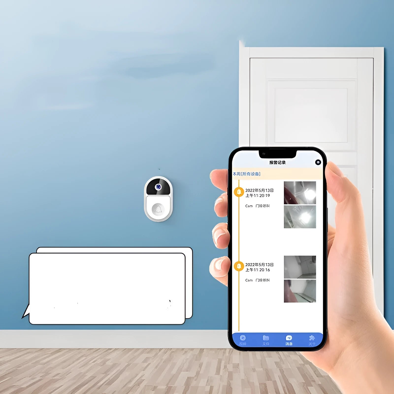 Doodle Smart Wireless Video Doorbell V8 in black and white colour options