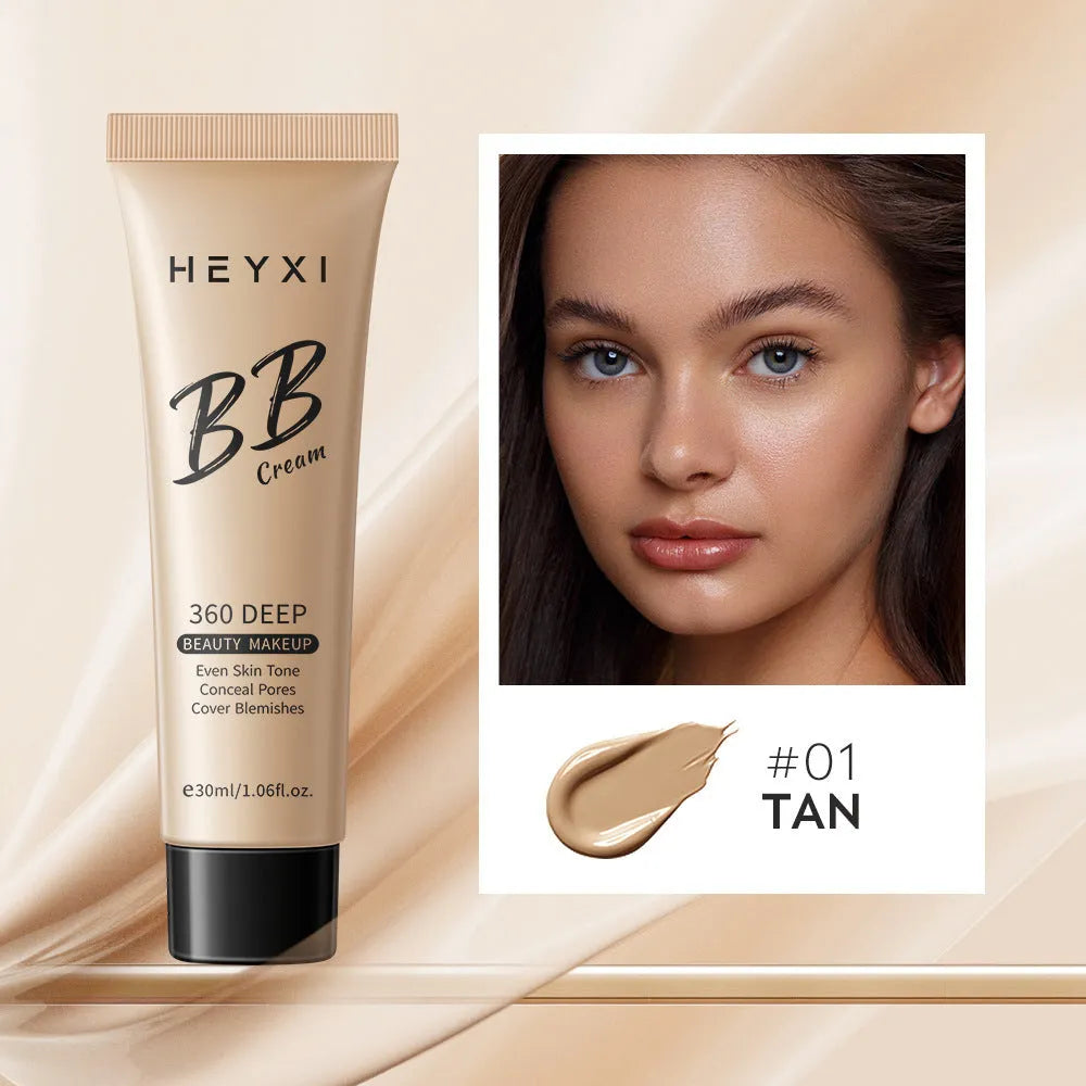 Waterproof BB cream tube with four colour shade options 01 02 03 04