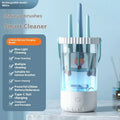 White plastic rechargeable electric makeup brush cleaner with USB cable