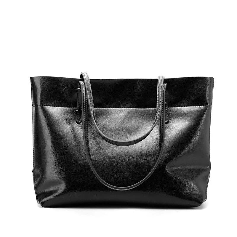 Casual waxed cowhide leather cross-body handbag in multiple colours showing internal compartments