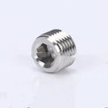A single stainless steel pipe plug with a hexagonal head, shown against a white background.