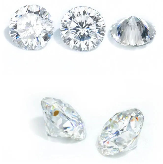 Round moissanite gemstone with eight hearts and eight arrows cut on black background