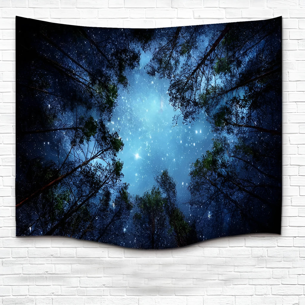 Printed polyester forest starry wall hanging tapestry in 150x100 cm size for home decoration