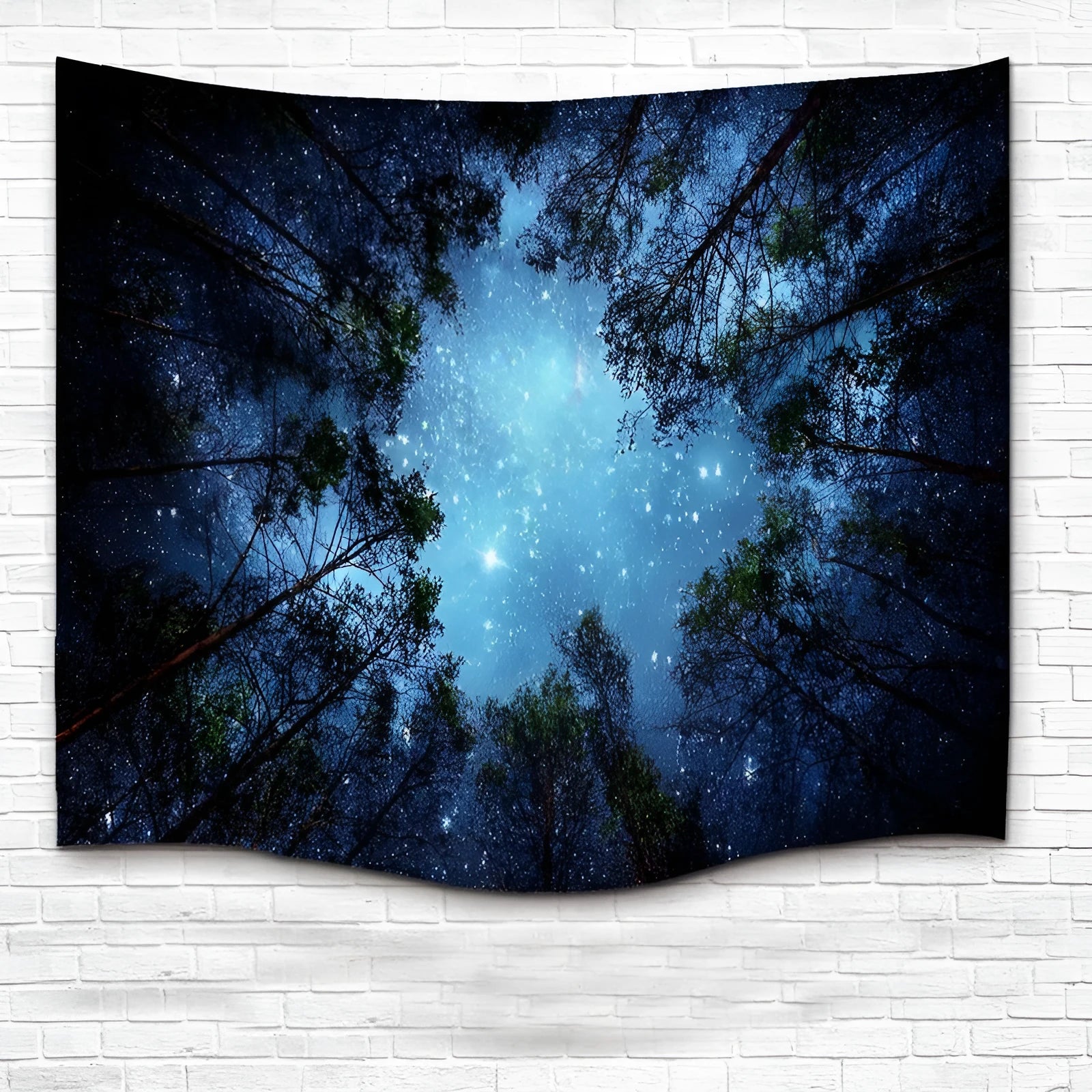 Printed polyester forest starry wall hanging tapestry in 150x100 cm size for home decoration