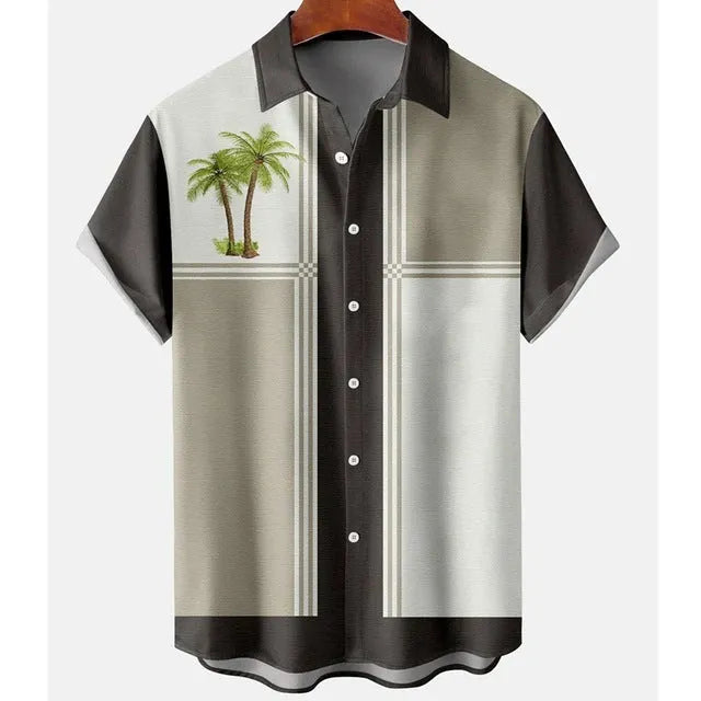 Men's slim fit beach shirt with 3D printed floral pattern in multiple colour options