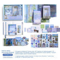 Creative journal gift box showing A6 plaid grid notebook with cards, envelopes, sticky notes, and paper craft accessories