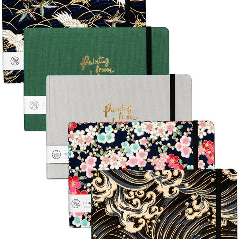 Feiluniao handmade watercolour notebook with decorative cover, 185mm long.