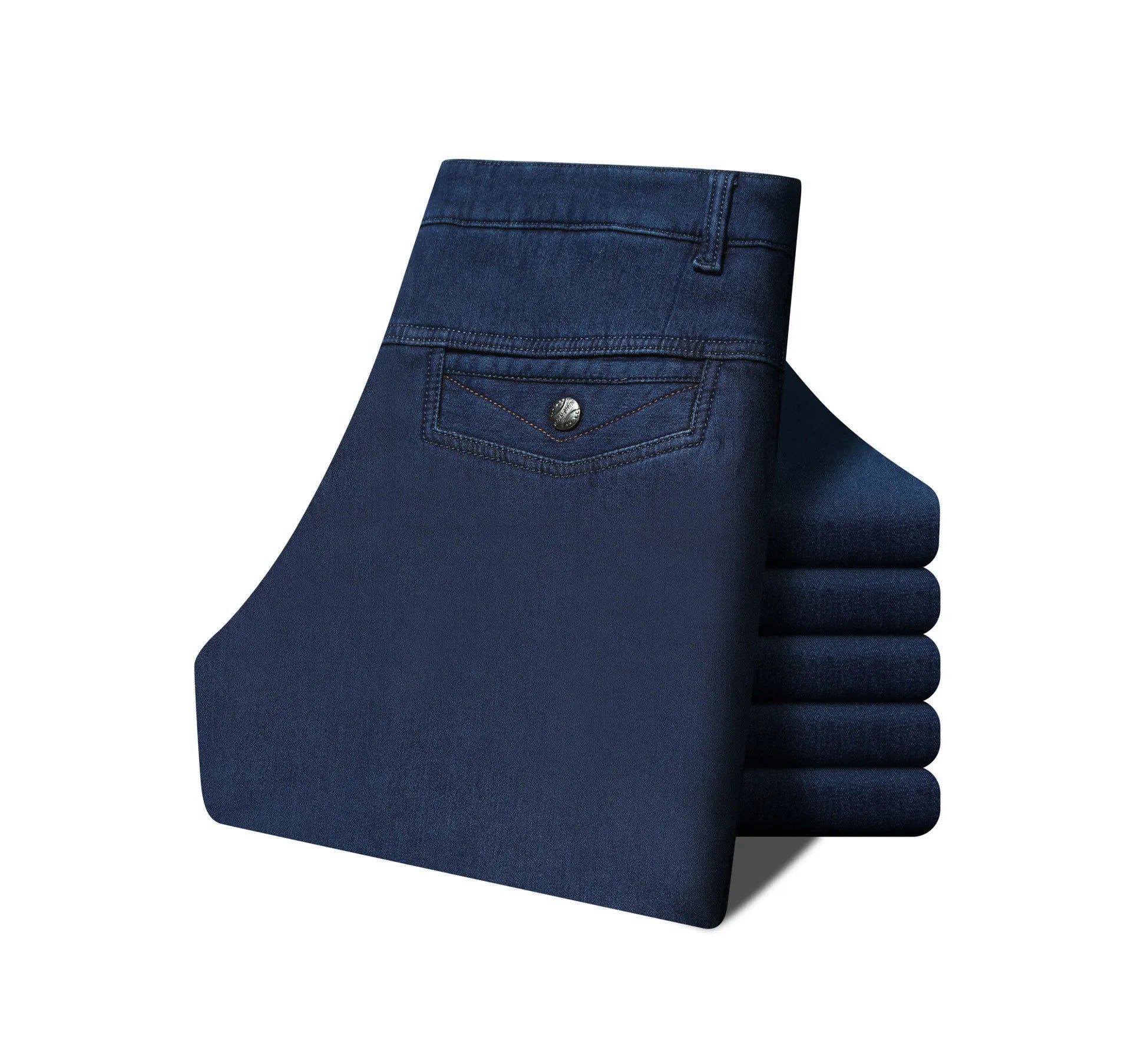 Women's velvet jeans in dark blue high-waist straight-leg cotton stretch fabric