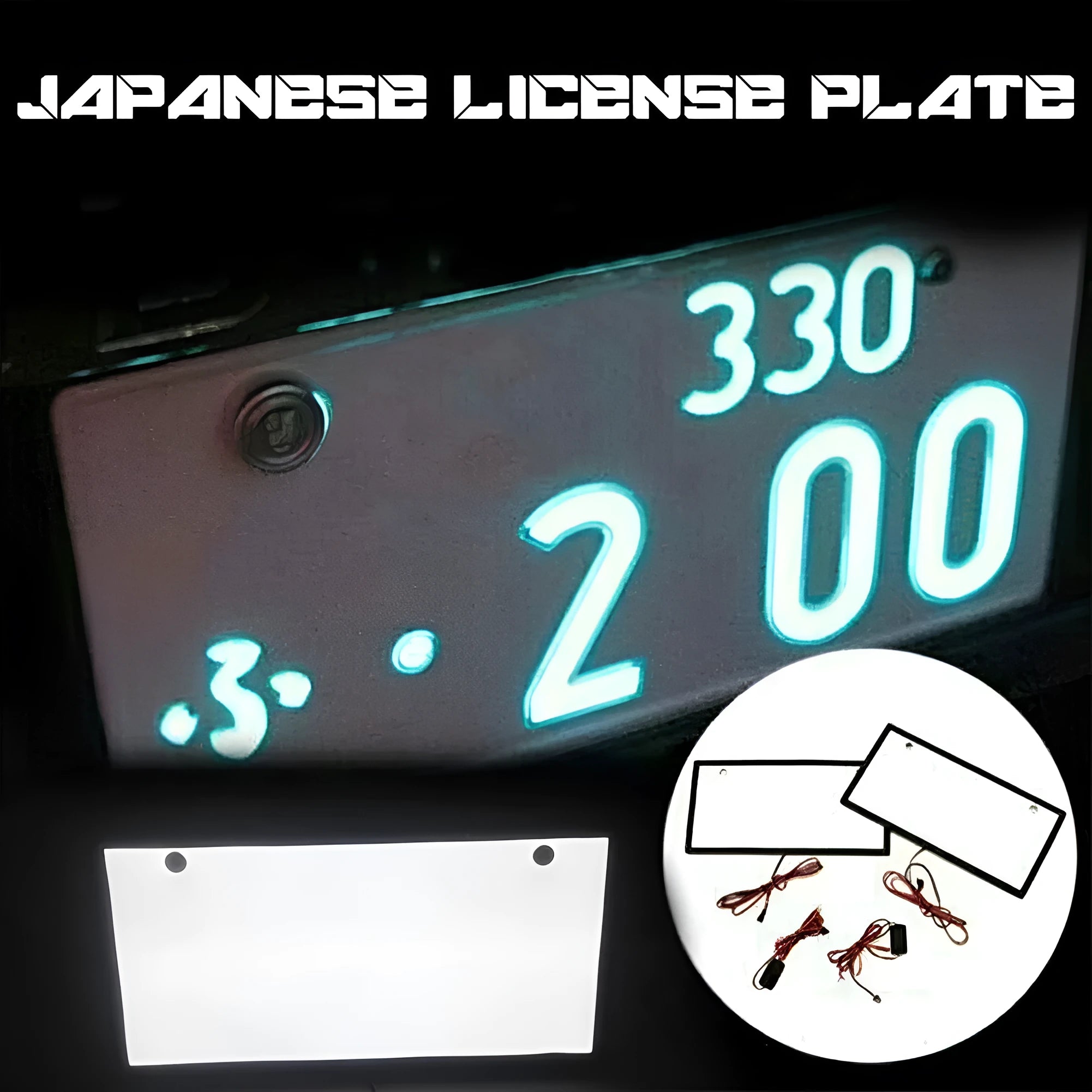 LED truck license plate light set with two plastic-housed light bars for uniform illumination