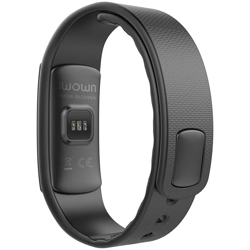 I6 smart sports bracelet with 0.96-inch screen shown on wrist in black and green colour options