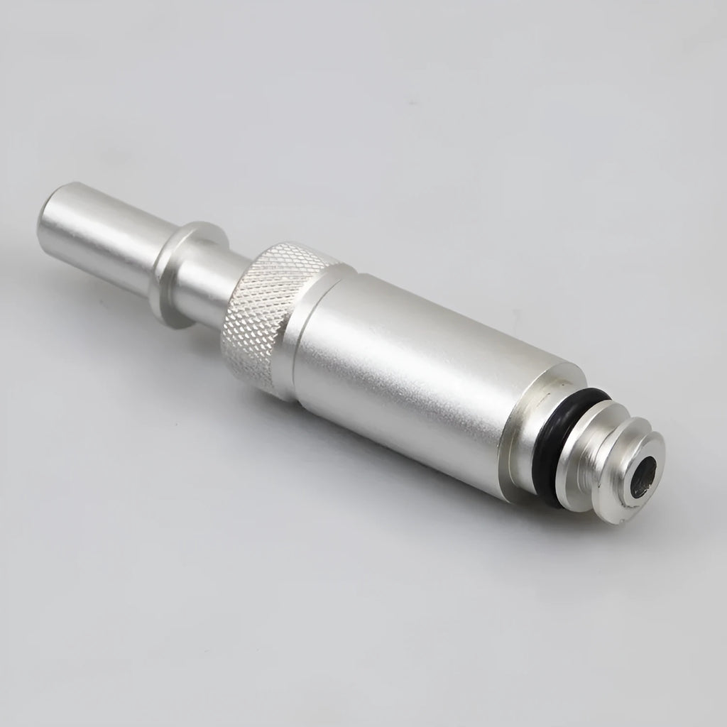 Silver metal VAS6262-9 transmission refuelling joint for automotive oil servicing.