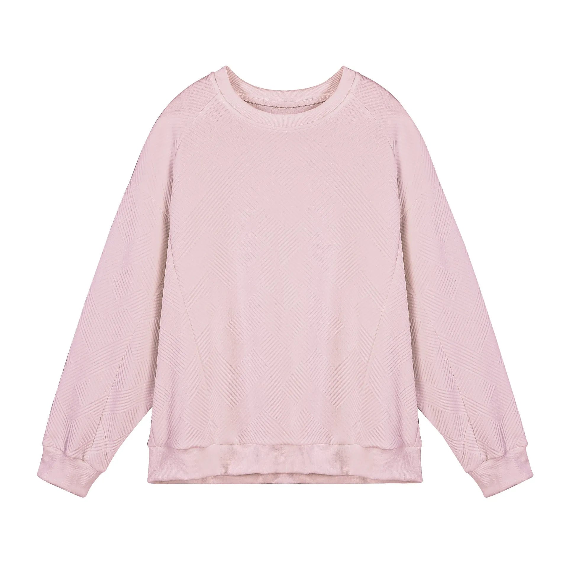 Men's loose fit long sleeve twill Jacquard sweater in solid colours on a hanger.