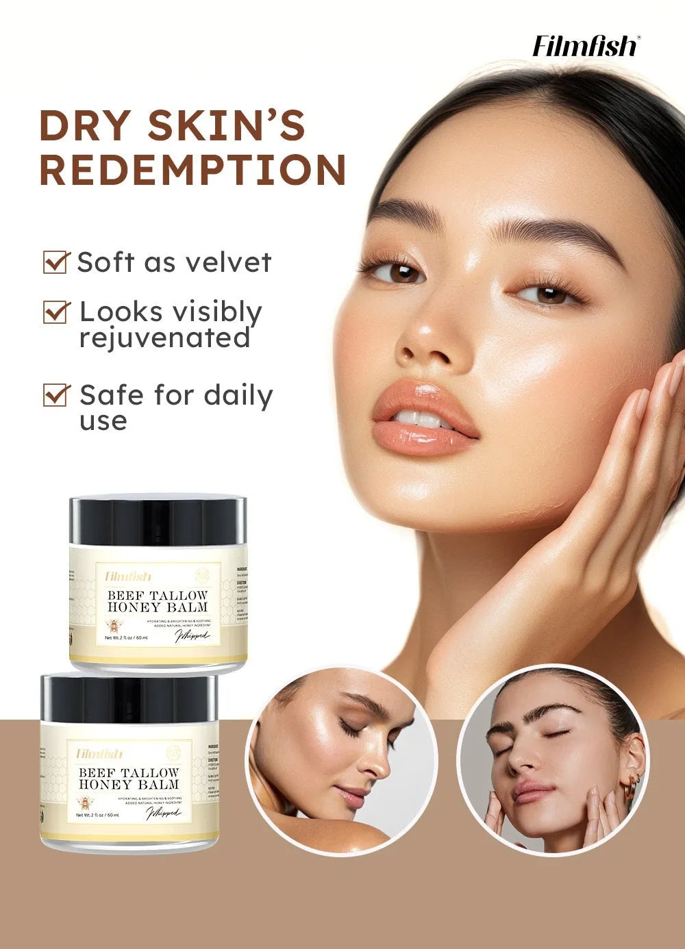 60ml tube of honey moisturising body cream for dry skin hydration