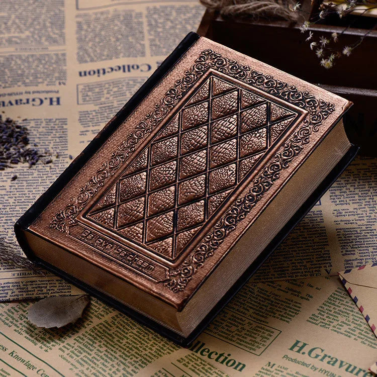 Embossed faux leather notepad with three-dimensional textured cover in bronze colour option