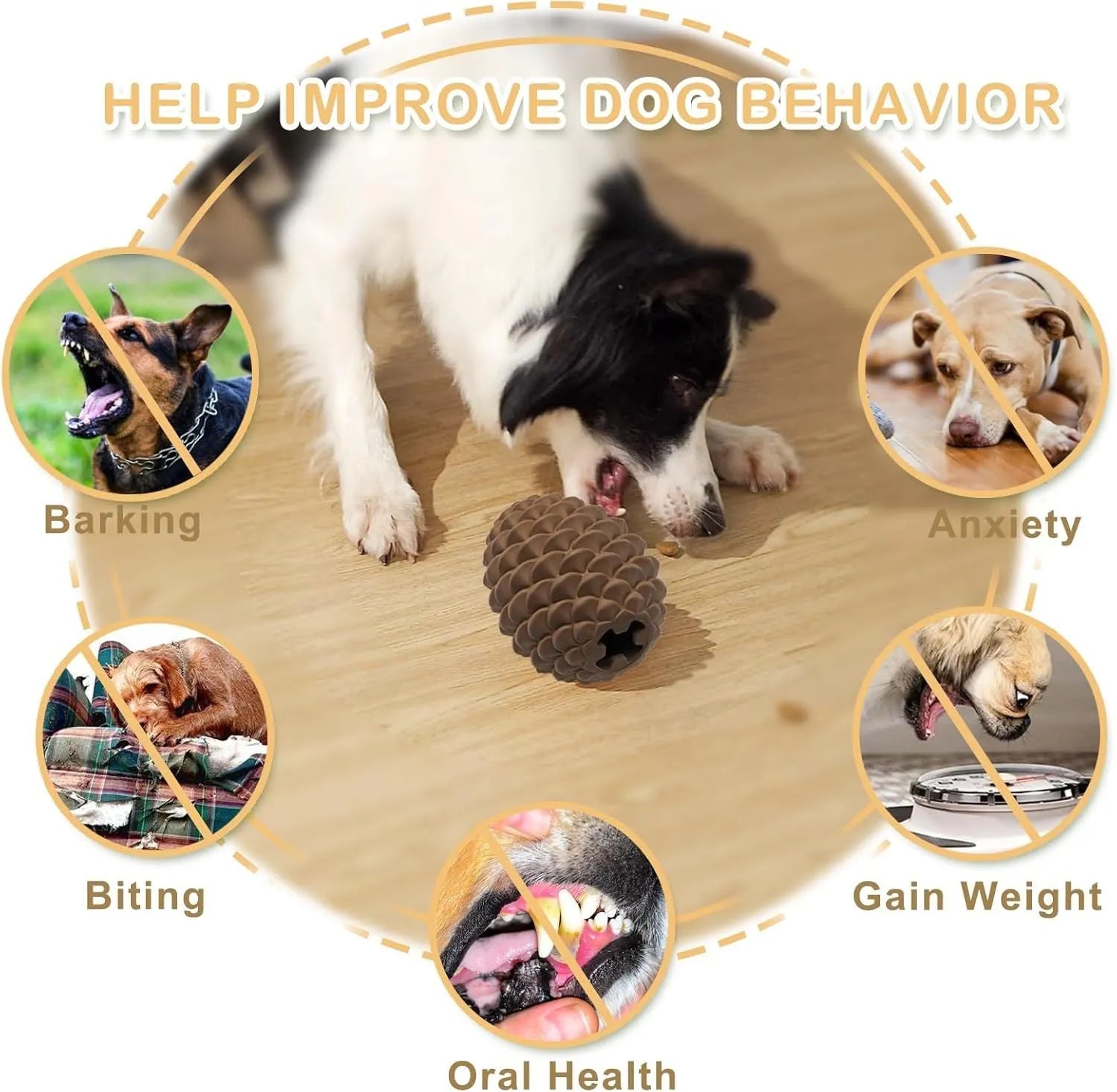 Natural rubber pine cone shaped dog toy with treat dispenser for medium and large aggressive chewers