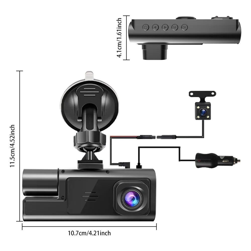 WiFi driving recorder with 2.0-inch screen and reversing camera for car front and rear monitoring