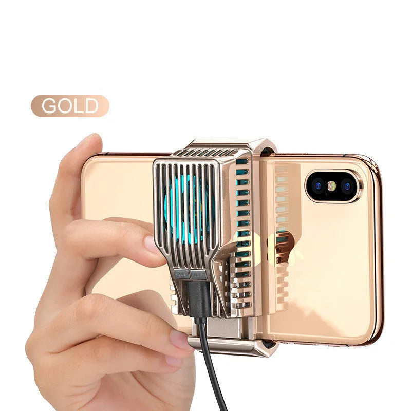 Clip-on mobile phone radiator in black, gold or silver for 4-7 inch smartphones with data cable