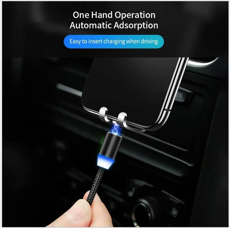 YBD 1m magnetic LED charging cable with cotton braided design and aluminium connector for Apple iPhone compatibility