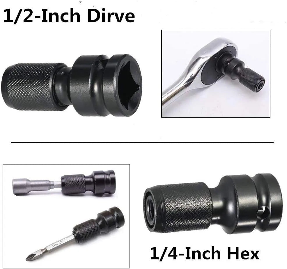 Telescopic electric wrench bit holder with hexagonal cross handle and scaling sleeve