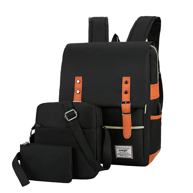 Three-piece large capacity business backpack in Oxford cloth, shown with curved shoulder straps