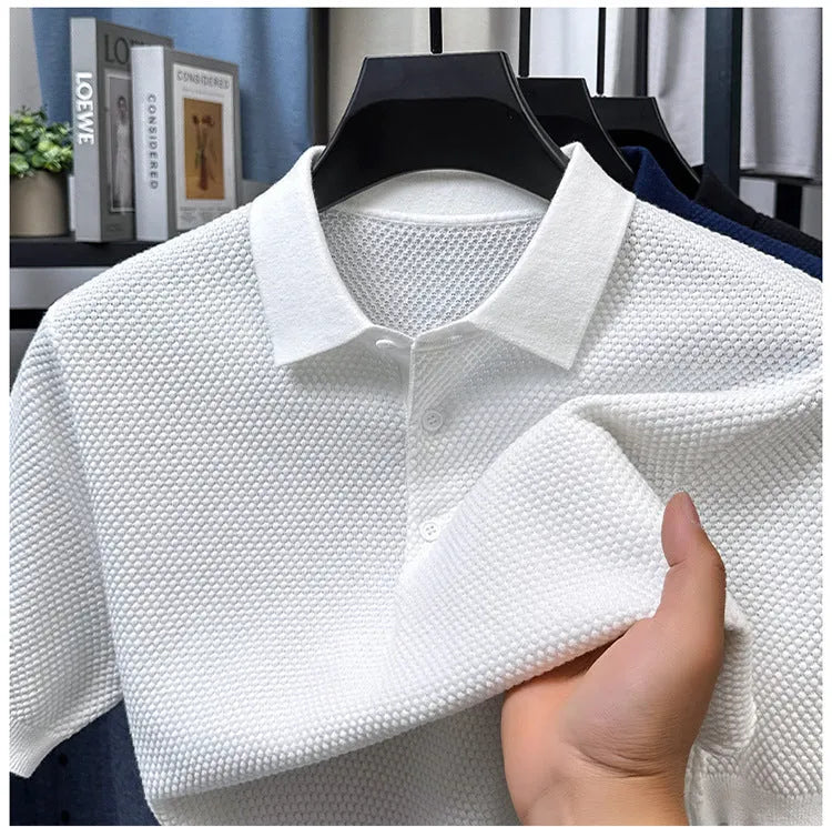 Loose fit short sleeve cotton pullover sweater in solid colour on hanger