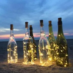 Flexible silver wire LED string lights with cork stopper for wine bottle decoration