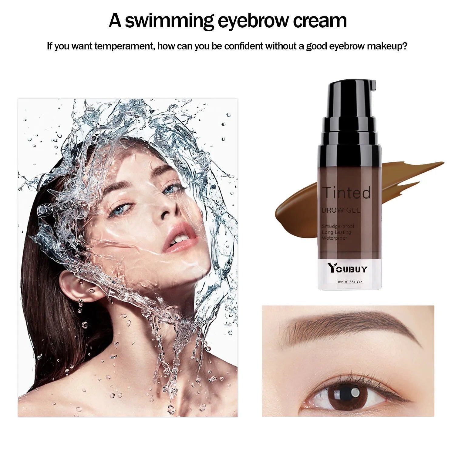 Waterproof brow cream eyebrow makeup in dark grey and golden yellow shades