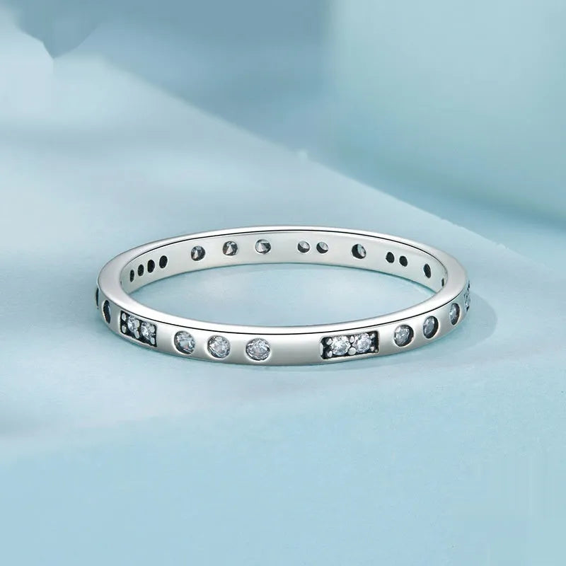 Silver Moss Password I Love You ring with oxidised black finish showing simple bracelet design